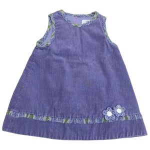 Vintage Florence Eiseman Purple Green Corduroy Floral Dress Size 18 Months